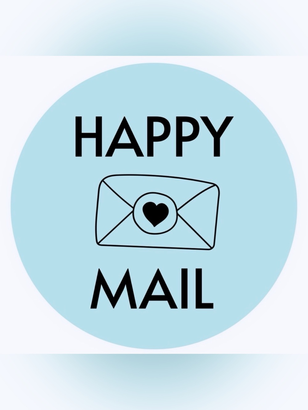 50 STICKERS - 2” ROUND - HAPPY MAIL - BLUE